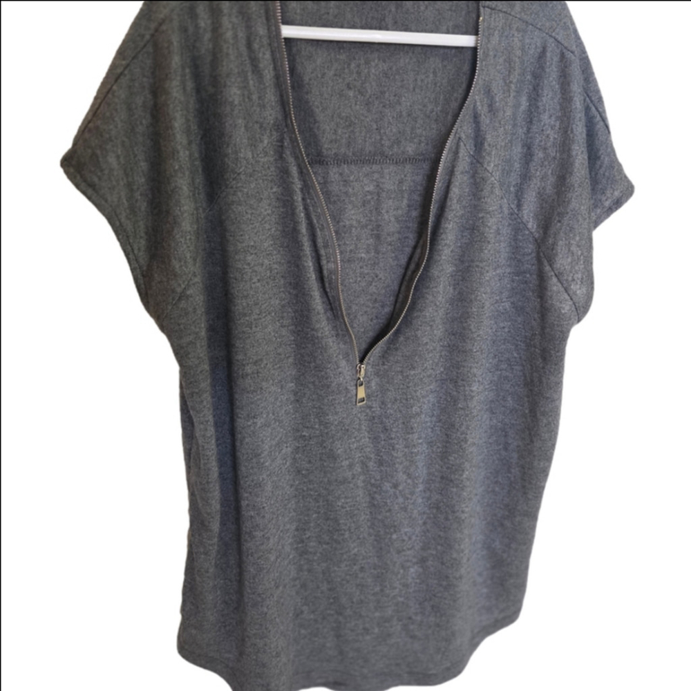 Ardene Charcoal Zip-Front Blouse